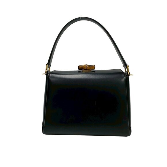 GUCCI Black Leather Bamboo Shoulder Bag - Picture 4 of 9